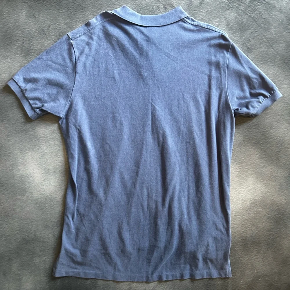 Polo Ralph Lauren Men's Polo Shirt in Dusty Blue with Orange Logo-L